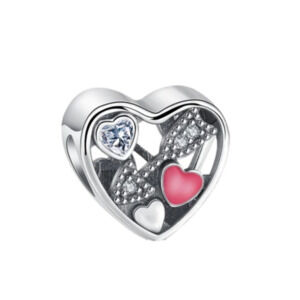 Heart Bracelet Charm 925 Sterling Silver Love Couple Jewelry Gift Pink 90s Y2K